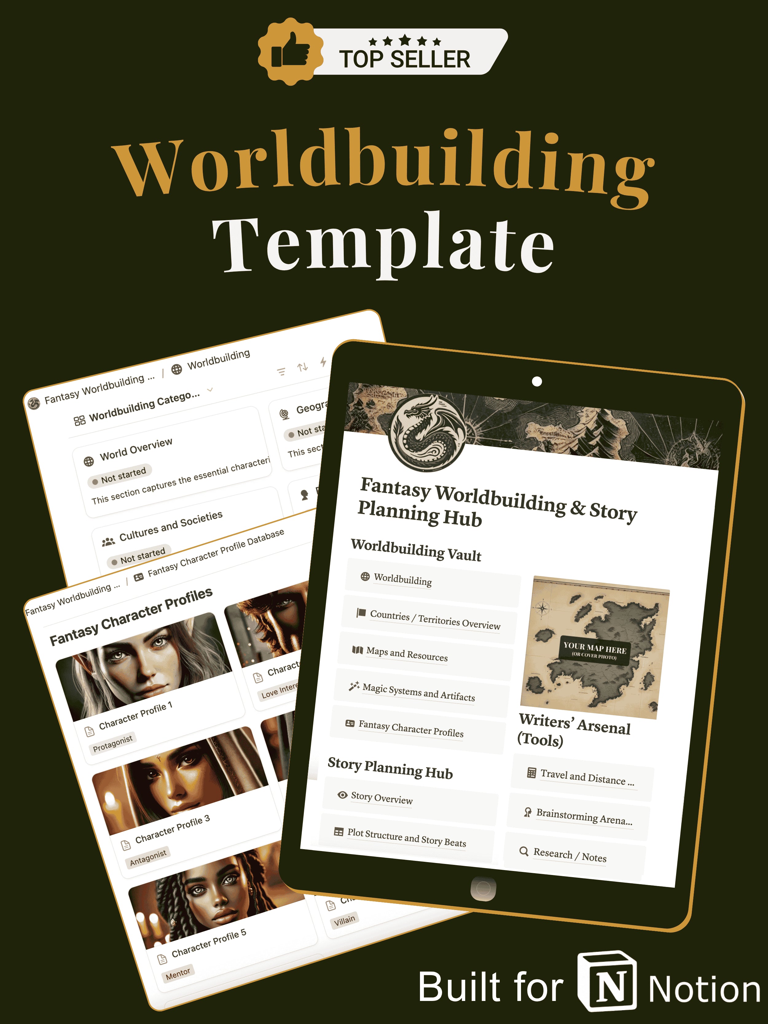 Notion Worldbuilding Template & Story Planner — Quill&Steel