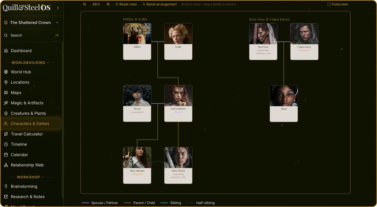 Fantasy Family Tree Maker Quill&Steel OS