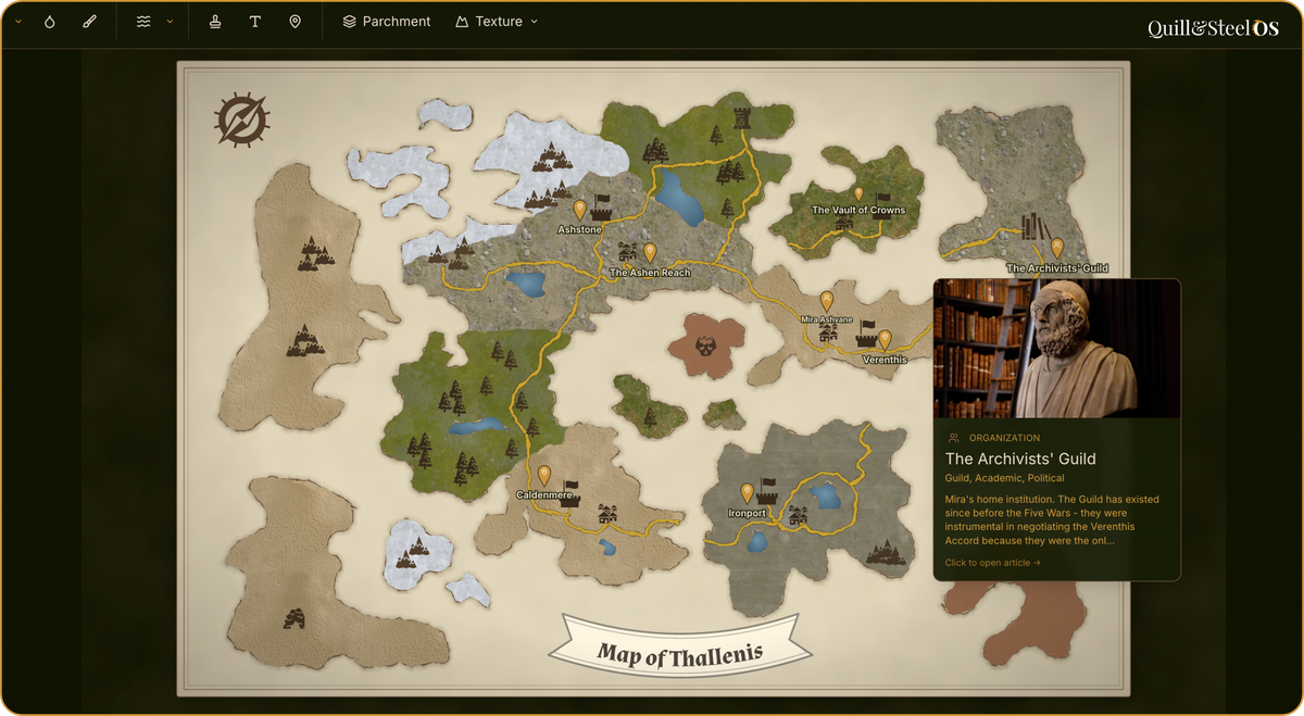Fantasy Map Creator Quill&Steel OS