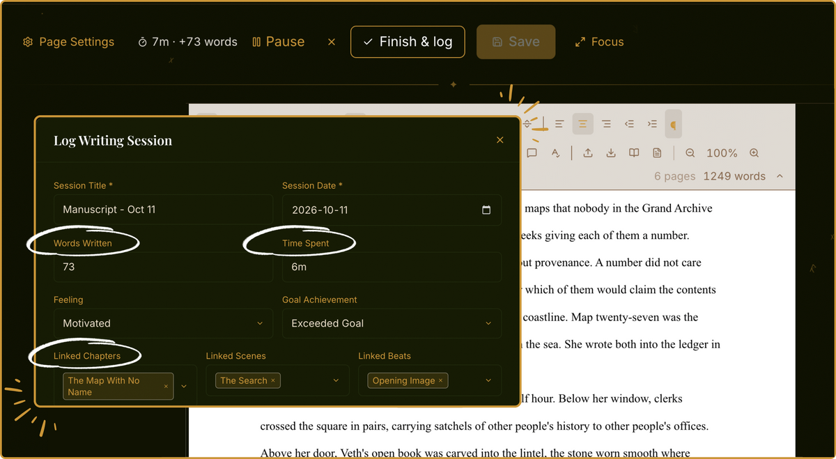 Writing tracker Quill&Steel OS